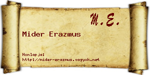 Mider Erazmus névjegykártya